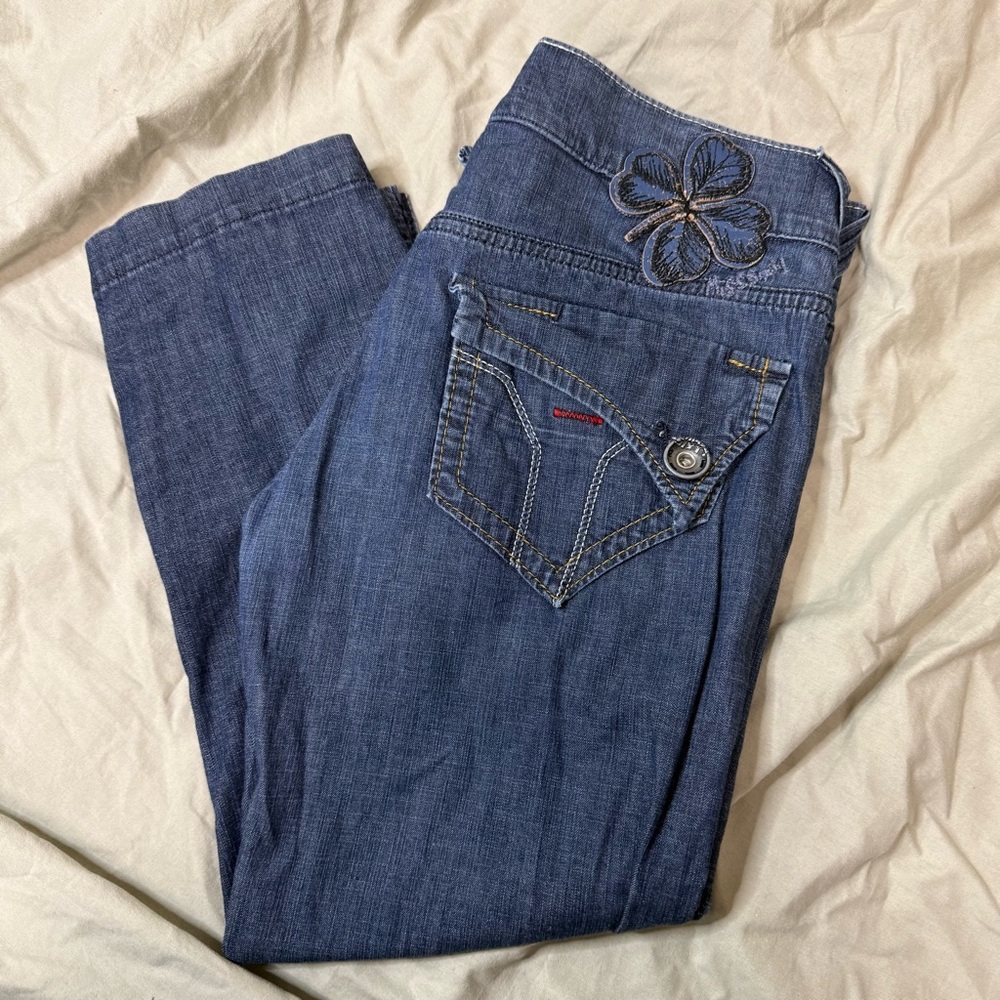 Miss Sixty Blue Jeans with Floral Embroidery